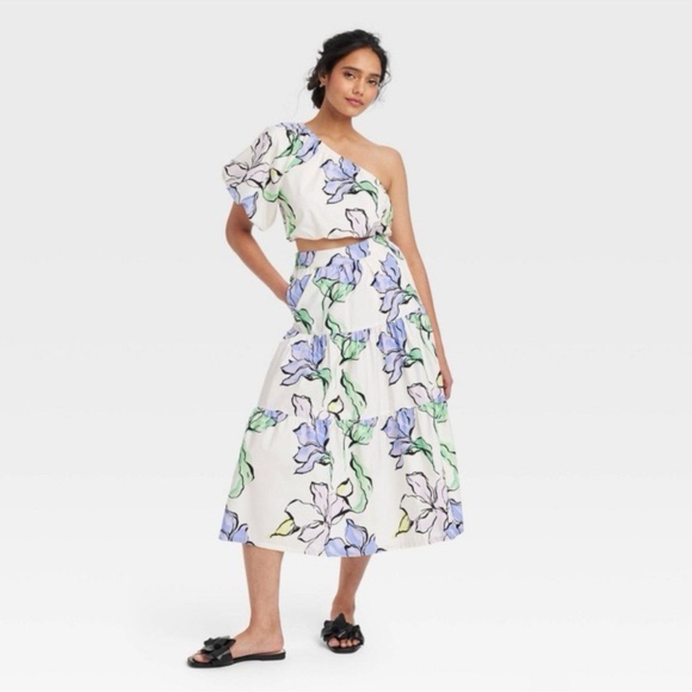 A New Day Floral Maxi Skirt - Blue and Green